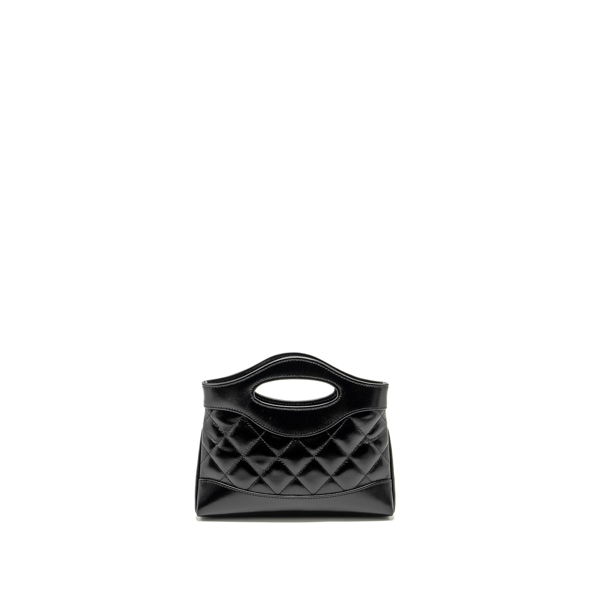 CHANEL MINI 31 CLUTCH WITH CHAIN SHINY LAMBSKIN BLACK LGHW (MICROCHIP)