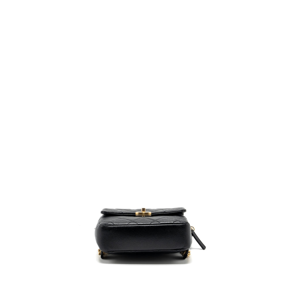 CHANEL QUILTED FLAP BACKPACK CAVIAR BLACK GHW (MICROCHIP)