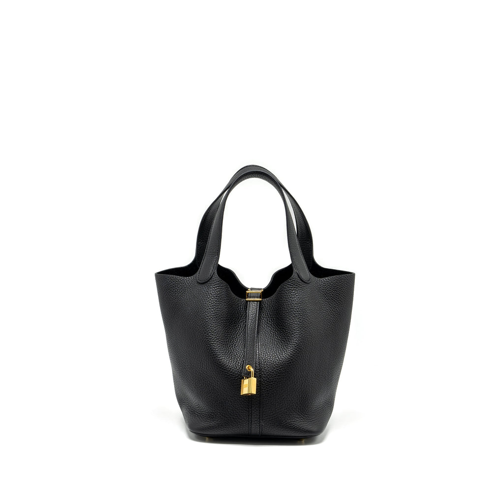 HERMES PICOTIN 22 LOCK BAG CLEMENCE BLACK GHW