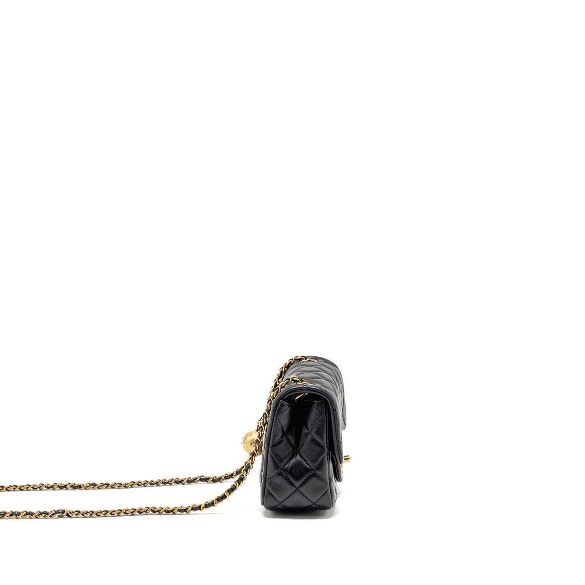 CHANEL PEARL CRUSH MINI SQUARE LAMBSKIN BLACK GHW