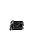 CHANEL SMALL GABRIELLE HOBO BAG CHEVRON AGED CALFSKIN BLACK MULTICOLOUR HARDWARE