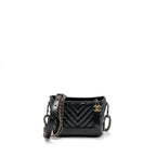CHANEL SMALL GABRIELLE HOBO BAG CHEVRON AGED CALFSKIN BLACK MULTICOLOUR HARDWARE