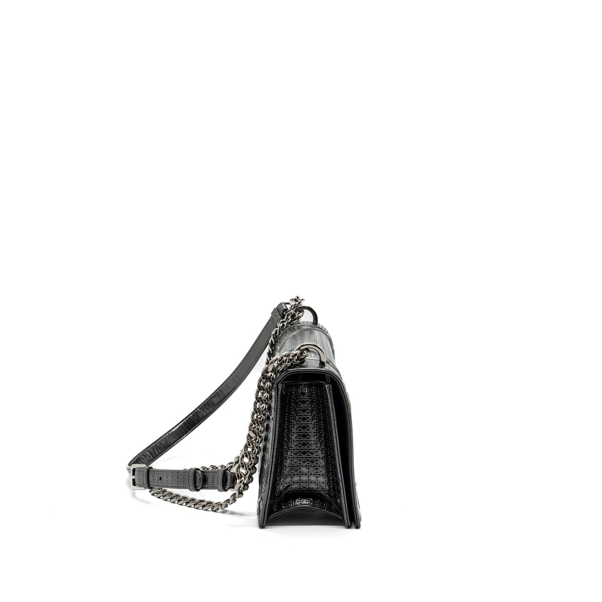 DIOR MEDIUM DIORAMA CALFSKIN METALLIC SILVER SHW
