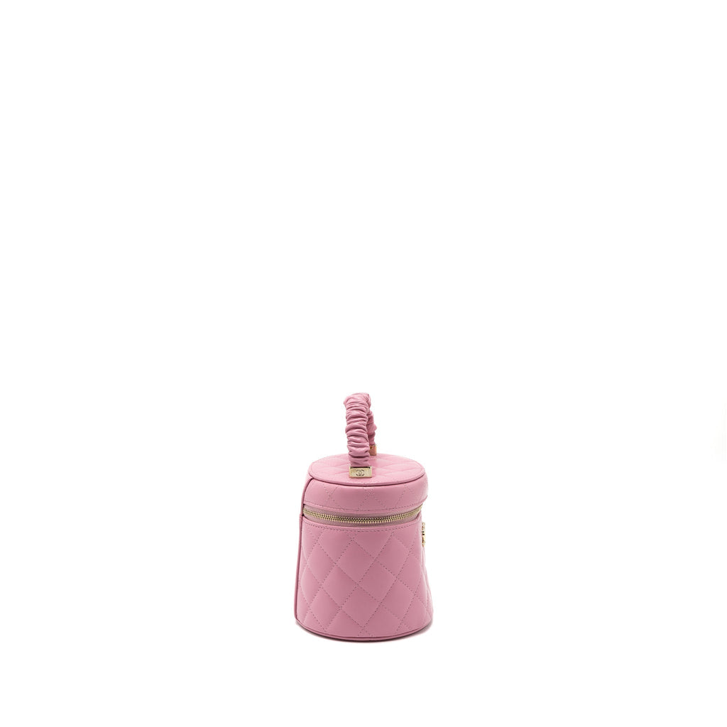 CHANEL TOP HANDLE VANITY CASE LAMBSKIN PINK LGHW
