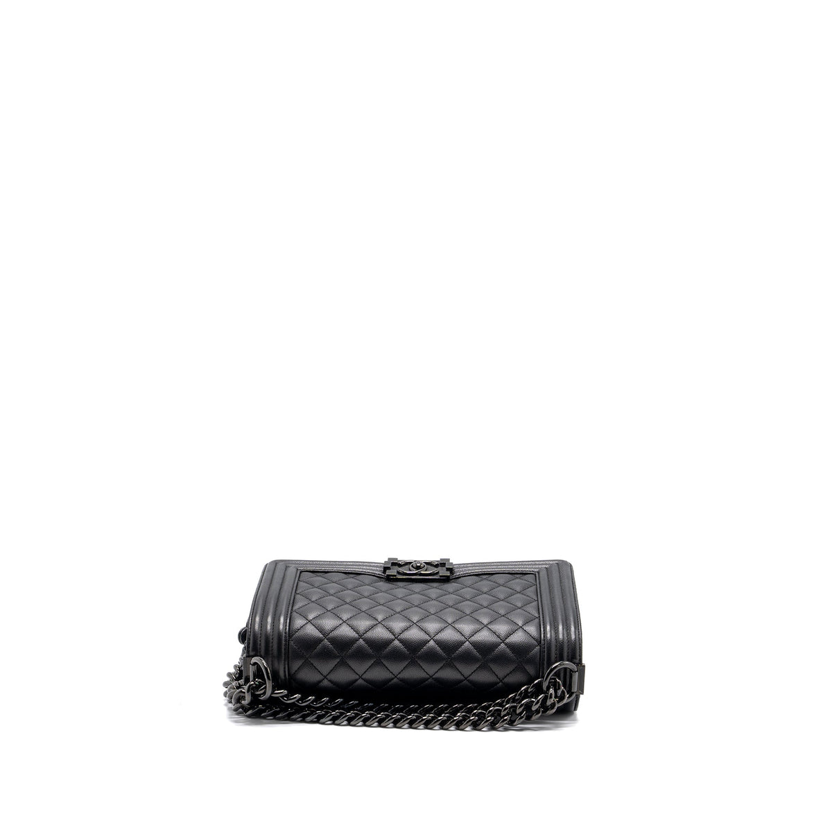 CHANEL MEDIUM BOY BAG CAVIAR SO BLACK BLACK HARDWARE