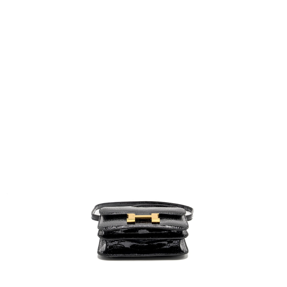 HERMES MINI CONSTANCE SHINY ALLIGATOR MISSISSIPPIENS BLACK GHW