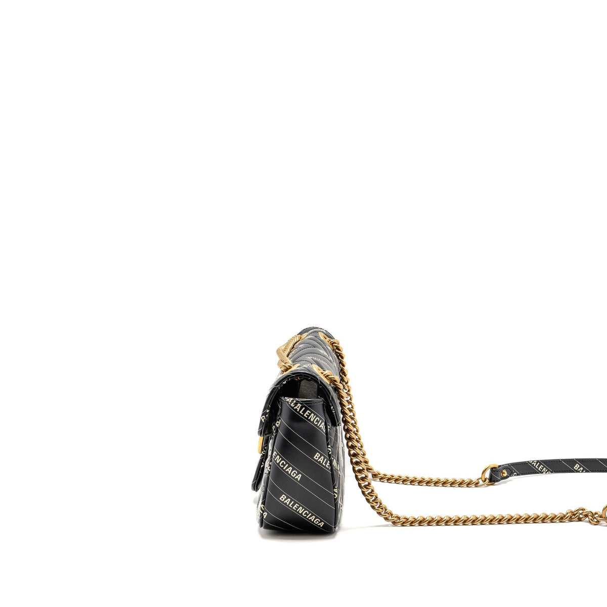 Gucci x Balenciaga The Hacker Project Small GG Marmont Bag Chevron Leather Black/White GHW