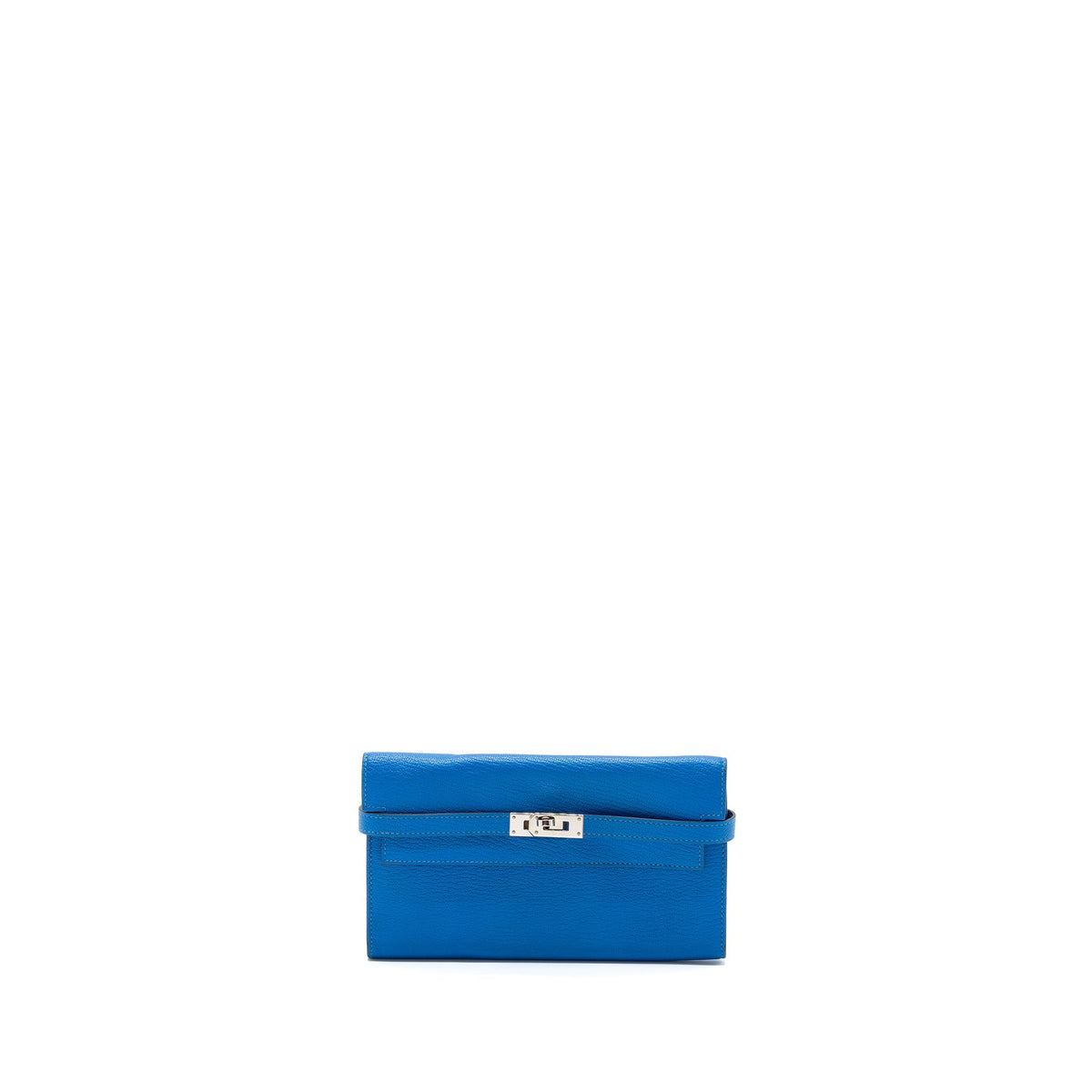 Hermes Kelly Classic Long Wallet Chèvre Mysore Blue Hydra SHW