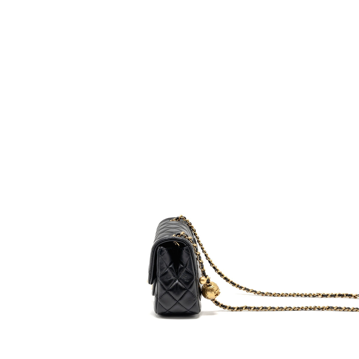 CHANEL PEARL CRUSH MINI SQUARE LAMBSKIN BLACK GHW