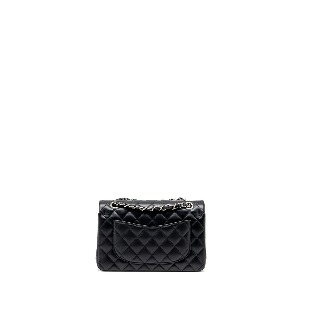 CHANEL SMALL CLASSIC DOUBLE FLAP BAG LAMBSKIN BLACK SHW (MICROCHIP)