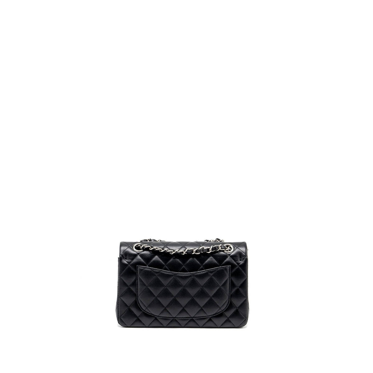 CHANEL SMALL CLASSIC DOUBLE FLAP BAG LAMBSKIN BLACK SHW (MICROCHIP)