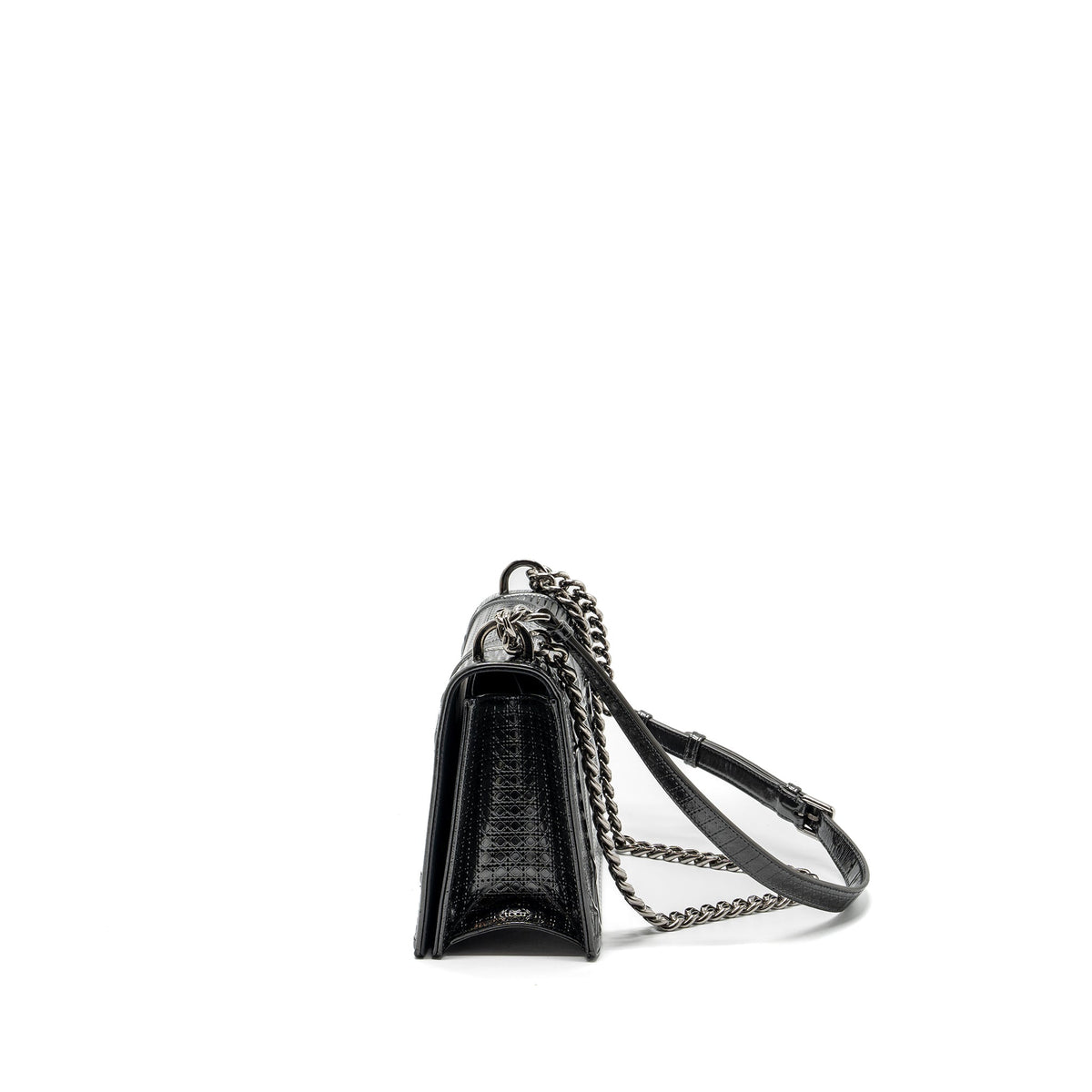 DIOR MEDIUM DIORAMA CALFSKIN METALLIC SILVER SHW
