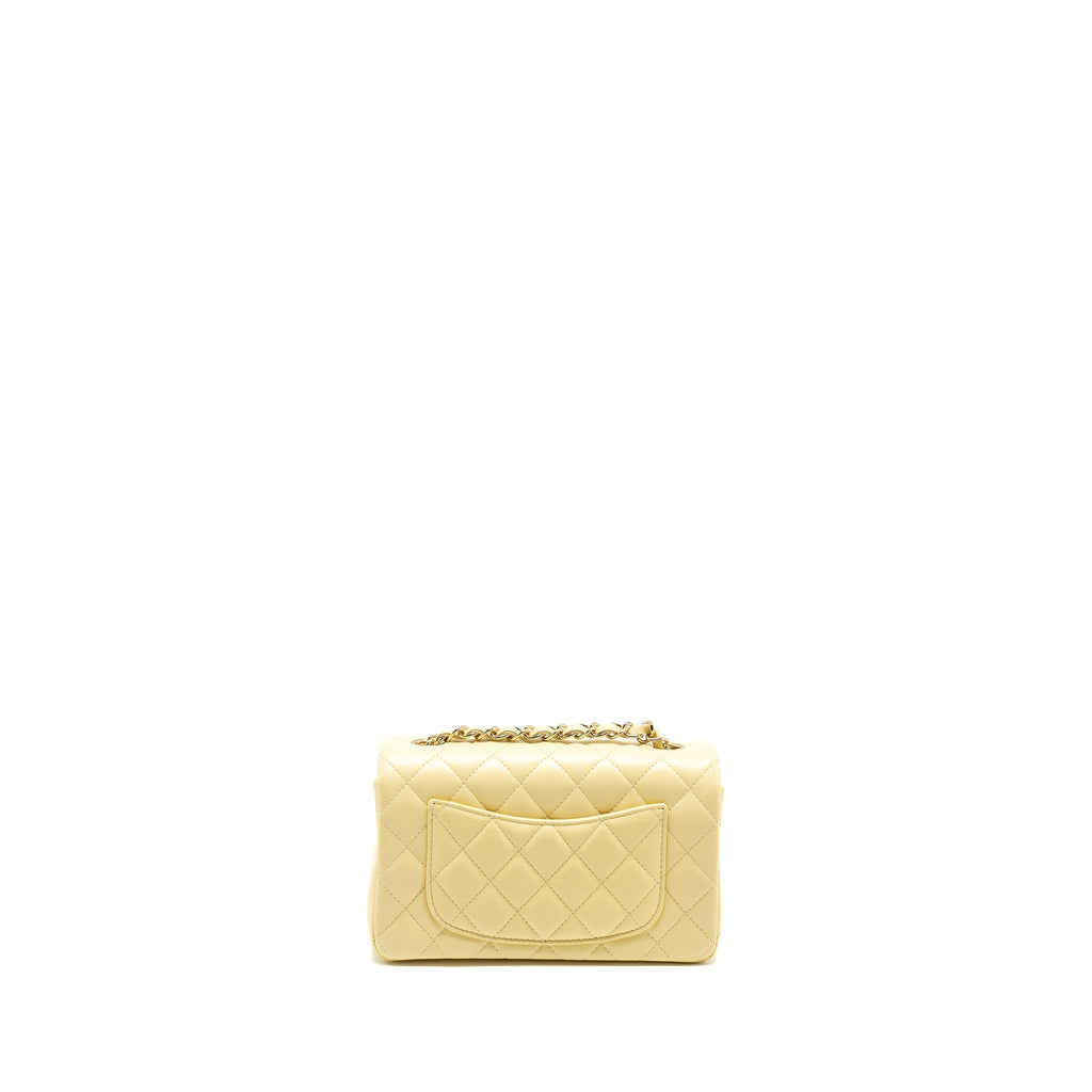CHANEL MINI RECTANGULAR FLAP BAG LAMBSKIN YELLOW LGHW