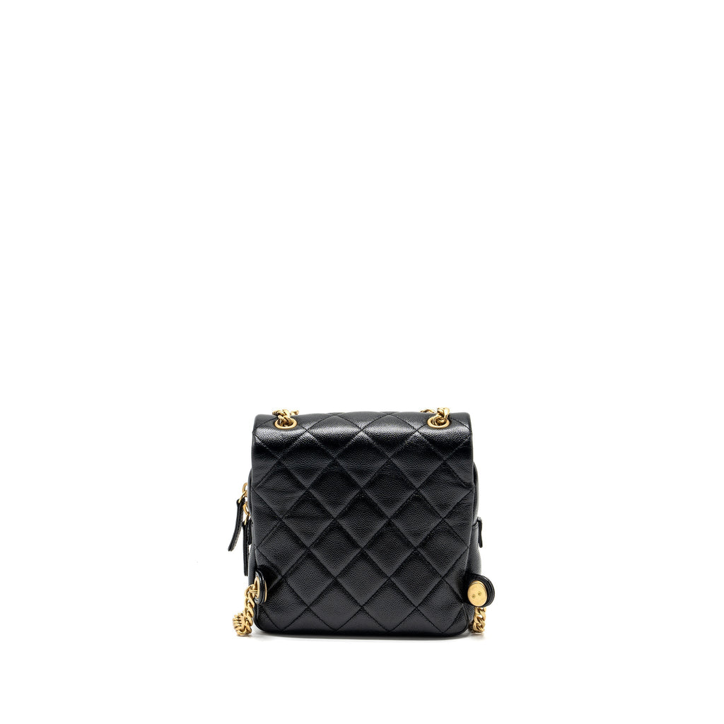CHANEL QUILTED FLAP BACKPACK CAVIAR BLACK GHW (MICROCHIP)