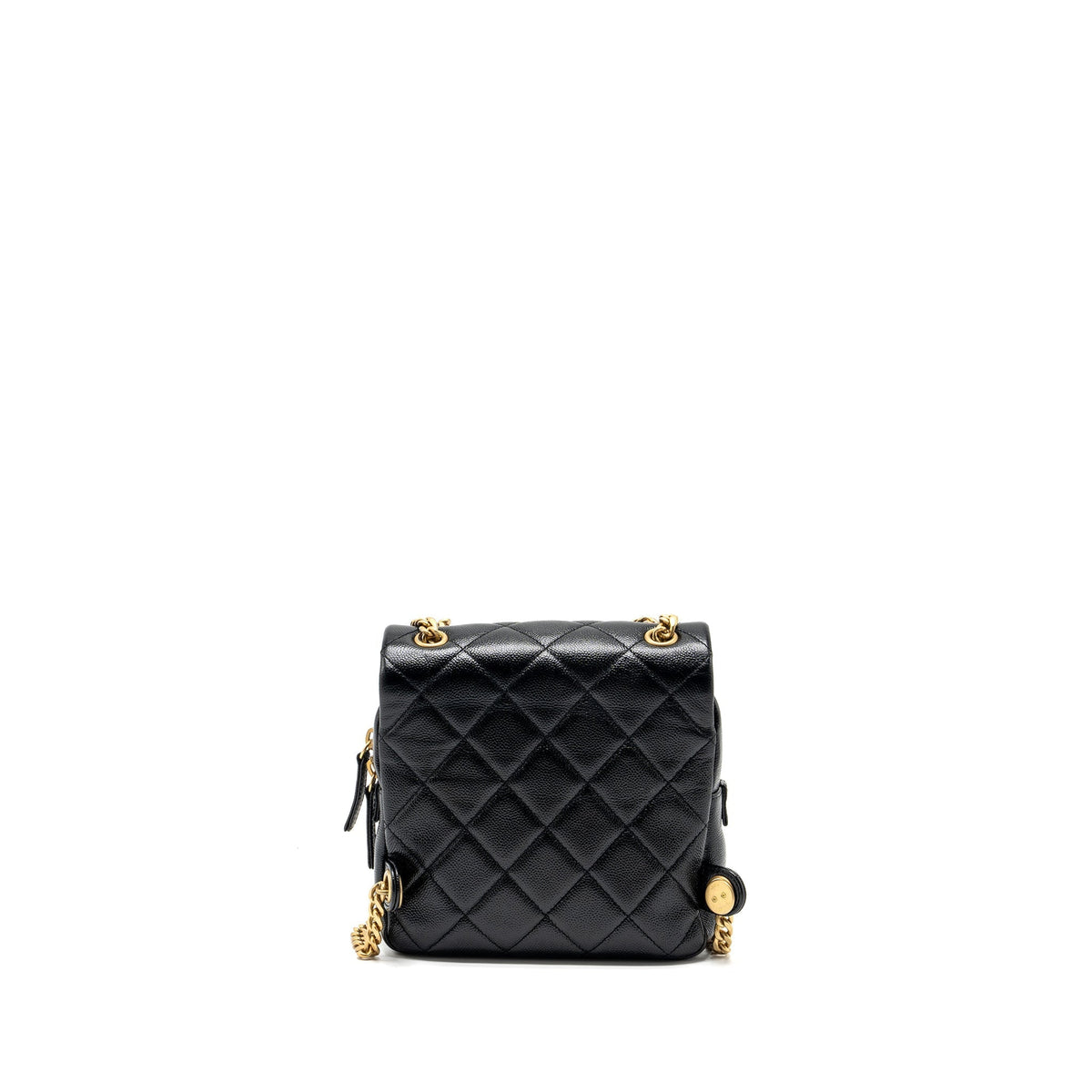 CHANEL QUILTED FLAP BACKPACK CAVIAR BLACK GHW (MICROCHIP)