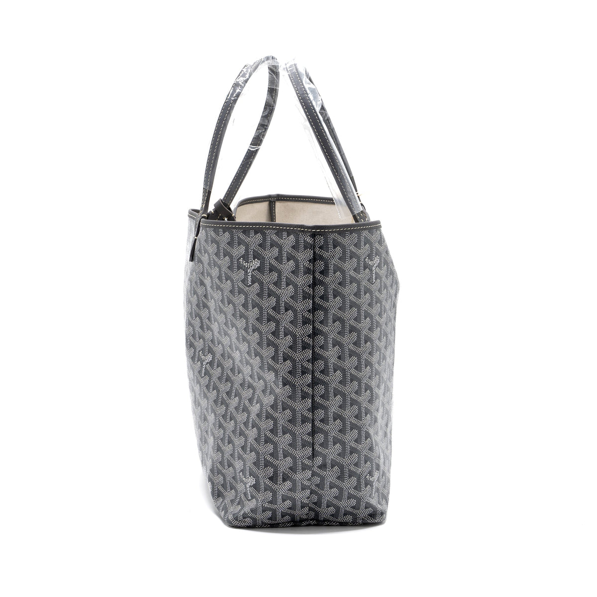 GOYARD SAINT LOUIS PM TOTE BAG GOYARDINE CANVAS/CALFSKIN GREY SHW