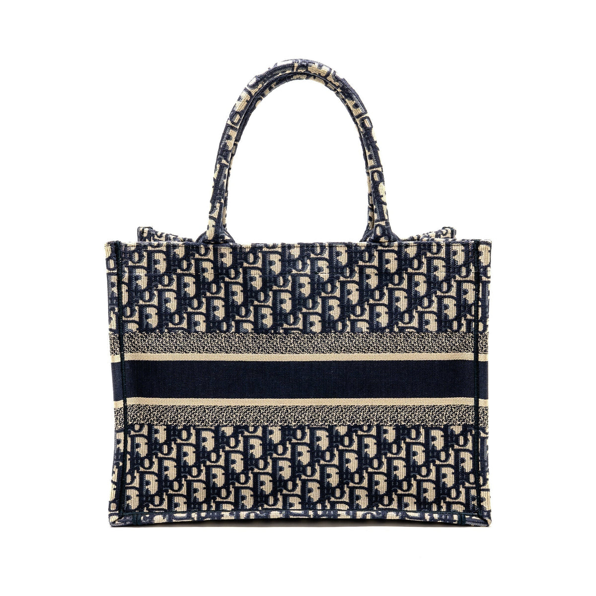 DIOR MEDIUM DIOR BOOK TOTE DIOR OBLIQUE EMBROIDERY ECRU/BLUE