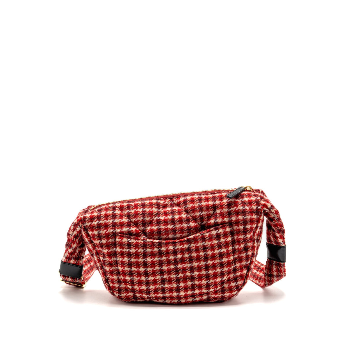 Chanel 24n Grand Sac Hobo Bag Houndstooth Tweed Red GHW (microchip)