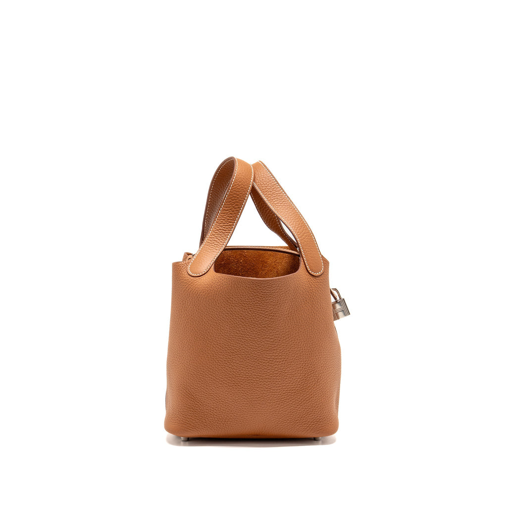 Hermes Picotin 18 Lock Bag Clemence Gold SHW