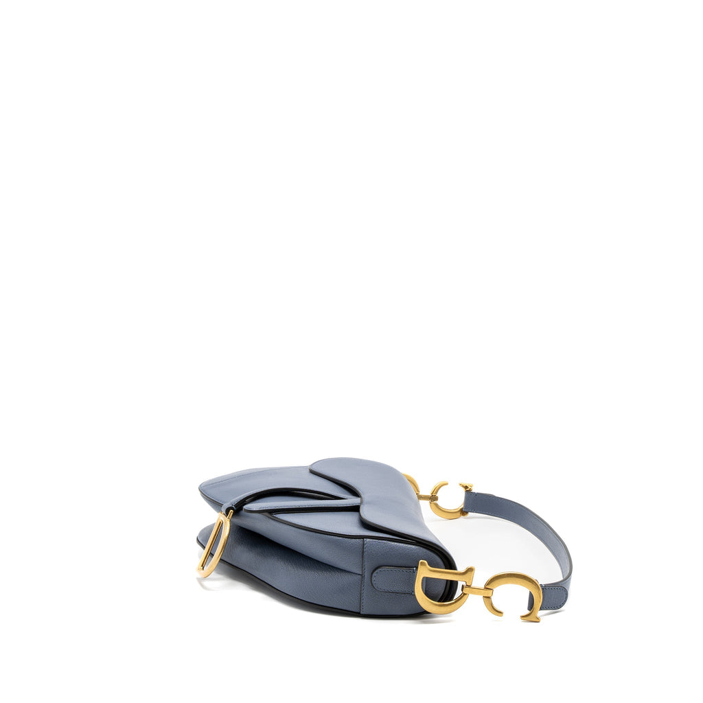 DIOR MEDIUM SADDLE BAG GOAT SKIN LIGHT BLUE GHW