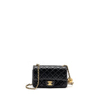 CHANEL PEARL CRUSH MINI RECTANGULAR FLAP BAG LAMBSKIN BLACK GHW (MICROCHIP)