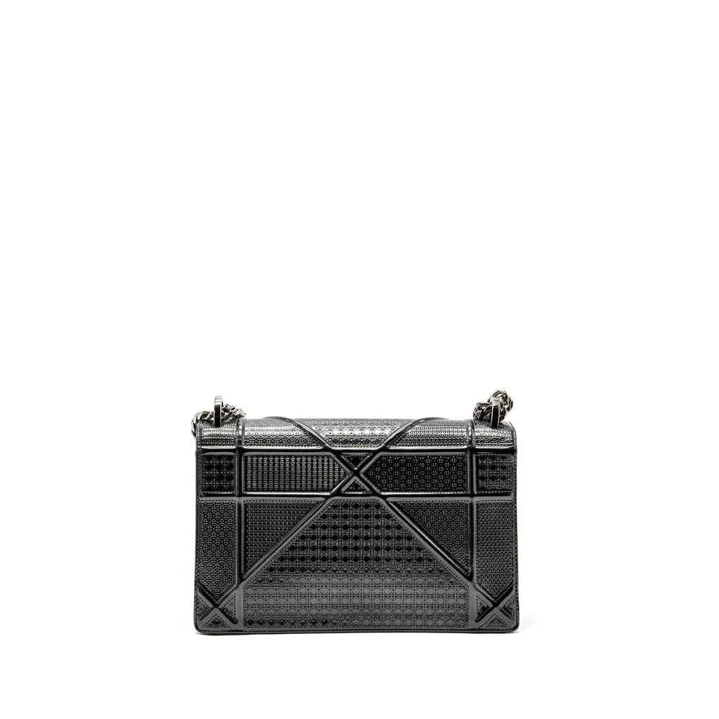 DIOR MEDIUM DIORAMA CALFSKIN METALLIC SILVER SHW