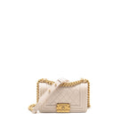 CHANEL SMALL BOY BAG LAMBSKIN CREAM WHITE GHW