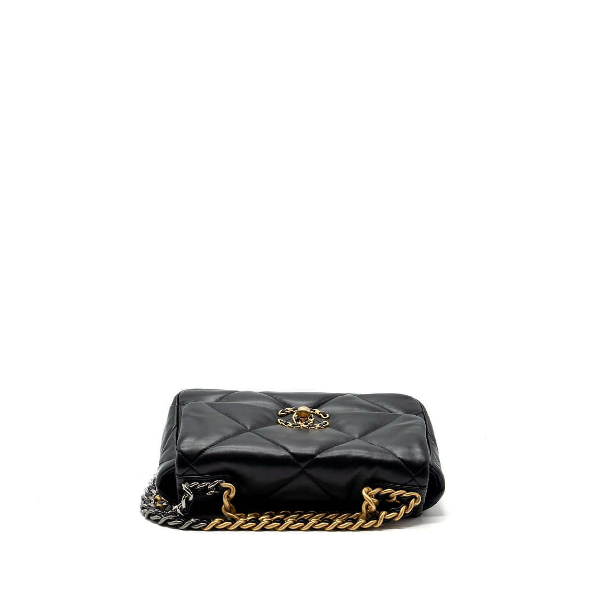 CHANEL SMALL 19 BAG LAMBSKIN BLACK MULTICOLOUR HARDWARE (MICROCHIP)