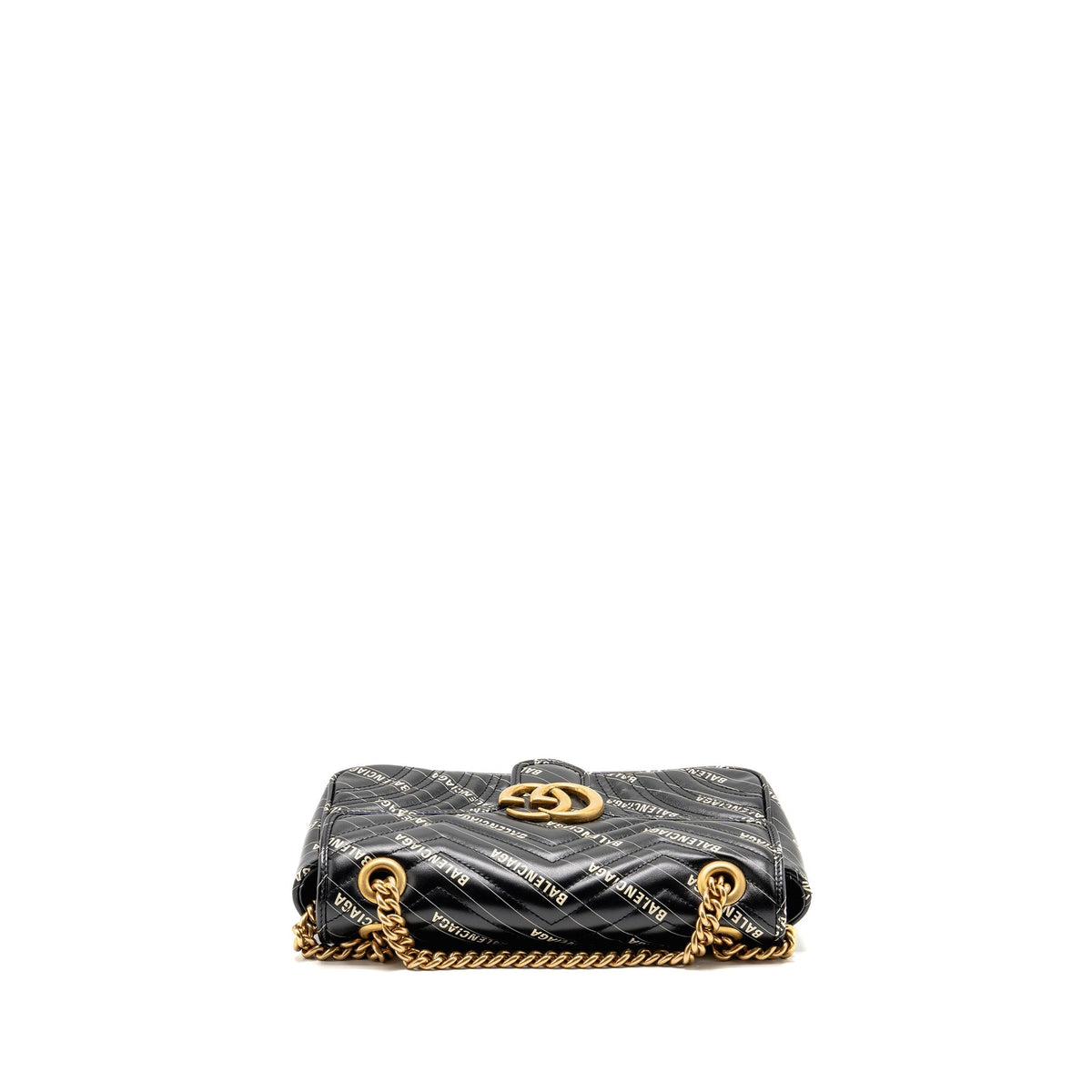 Gucci x Balenciaga The Hacker Project Small GG Marmont Bag Chevron Leather Black/White GHW