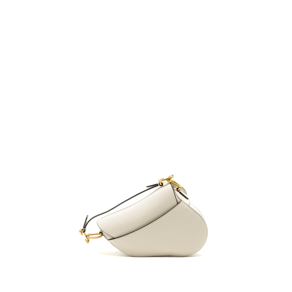 DIOR MINI SADDLE BAG CALFSKIN WHITE GHW