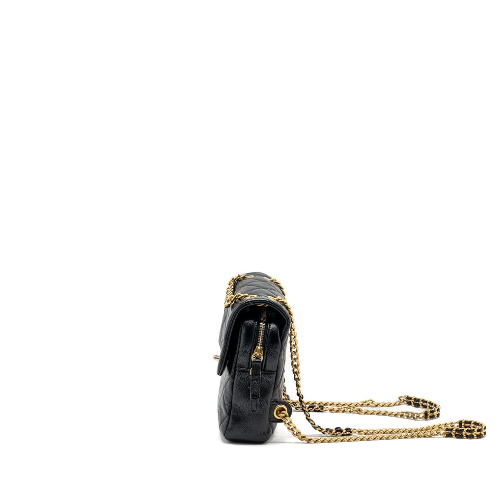 CHANEL QUILTED FLAP BACKPACK CAVIAR BLACK GHW (MICROCHIP)