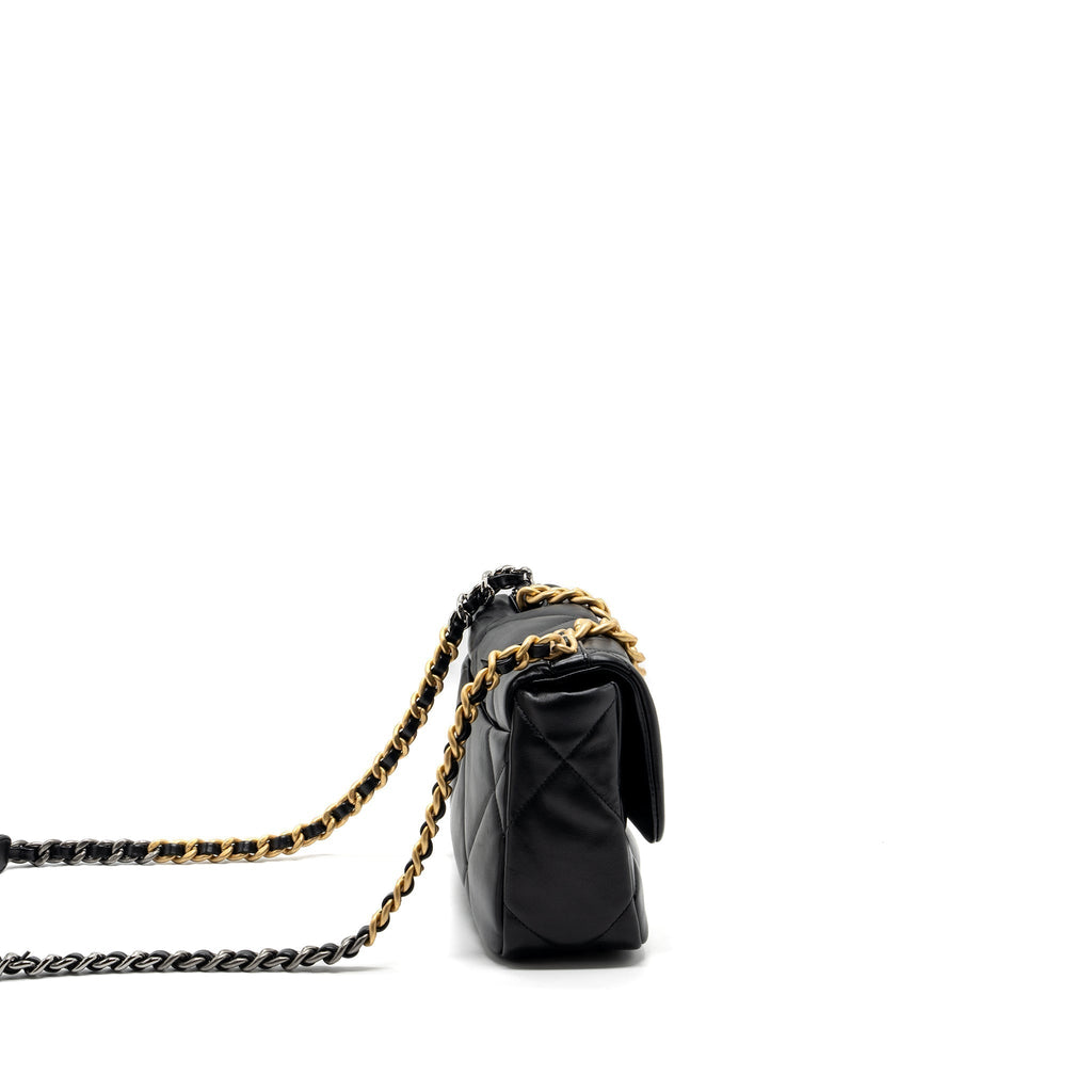 CHANEL SMALL 19 BAG LAMBSKIN BLACK MULTICOLOUR HARDWARE (MICROCHIP)