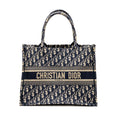 DIOR MEDIUM DIOR BOOK TOTE DIOR OBLIQUE EMBROIDERY ECRU/BLUE