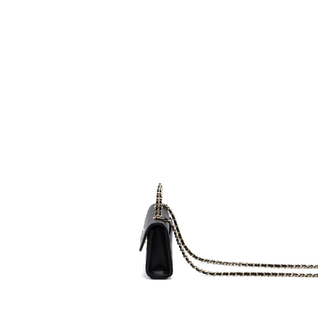 CHANEL TOP HANDLE MINI FLAP BAG WITH CHAIN CAVIAR BLACK LGHW (MICROCHIP)