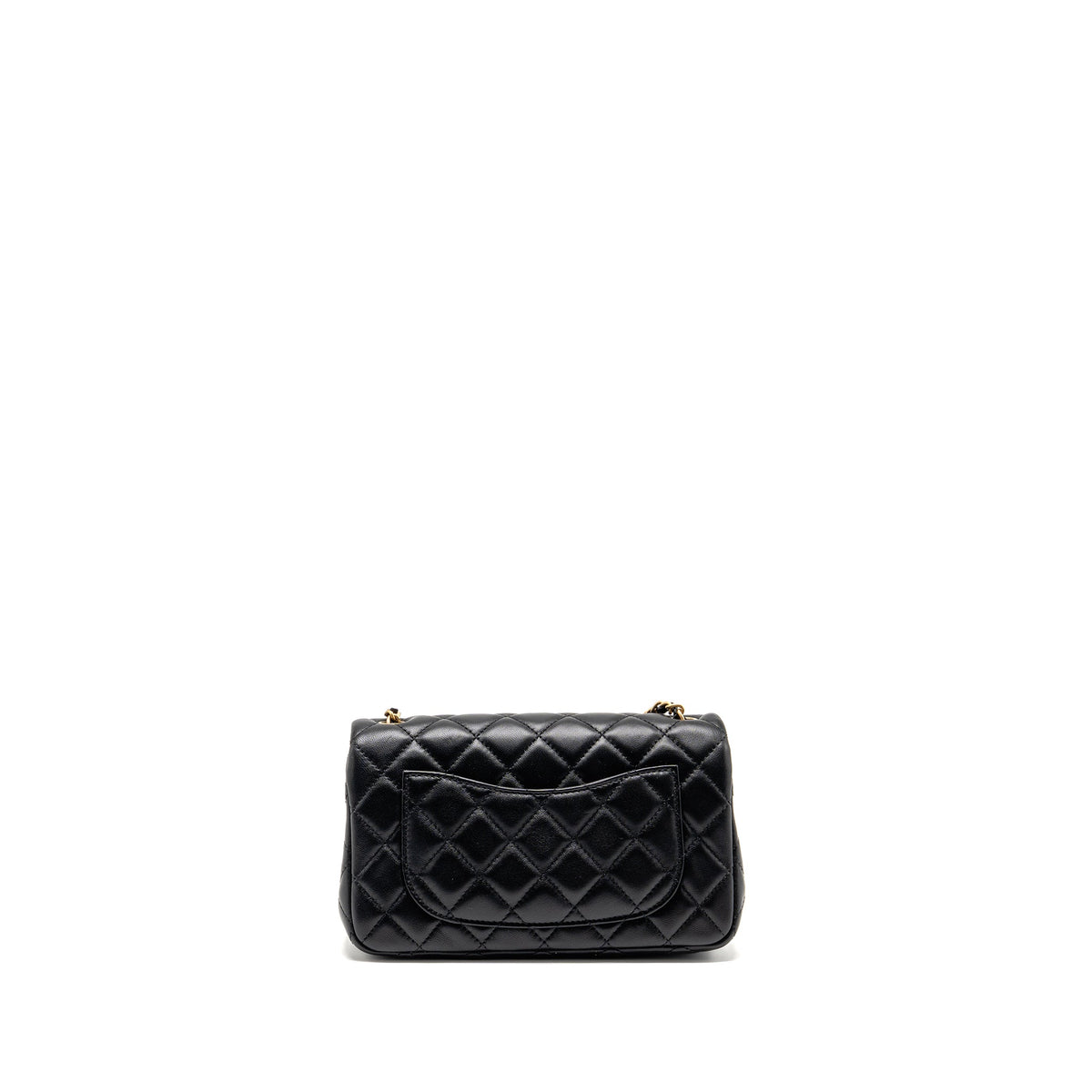 CHANEL PEARL CRUSH MINI RECTANGULAR FLAP BAG LAMBSKIN BLACK GHW (MICROCHIP)