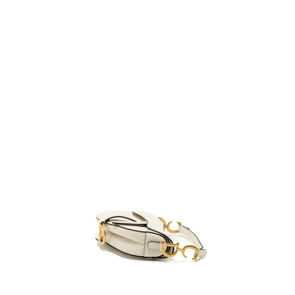 DIOR MINI SADDLE BAG CALFSKIN WHITE GHW