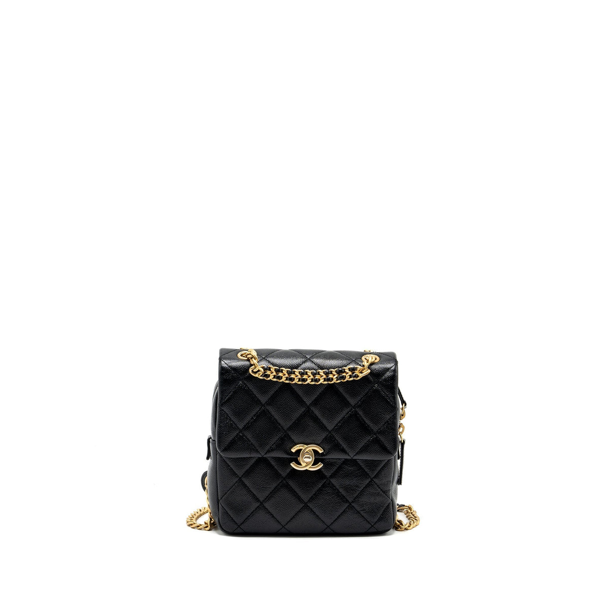 CHANEL QUILTED FLAP BACKPACK CAVIAR BLACK GHW (MICROCHIP)