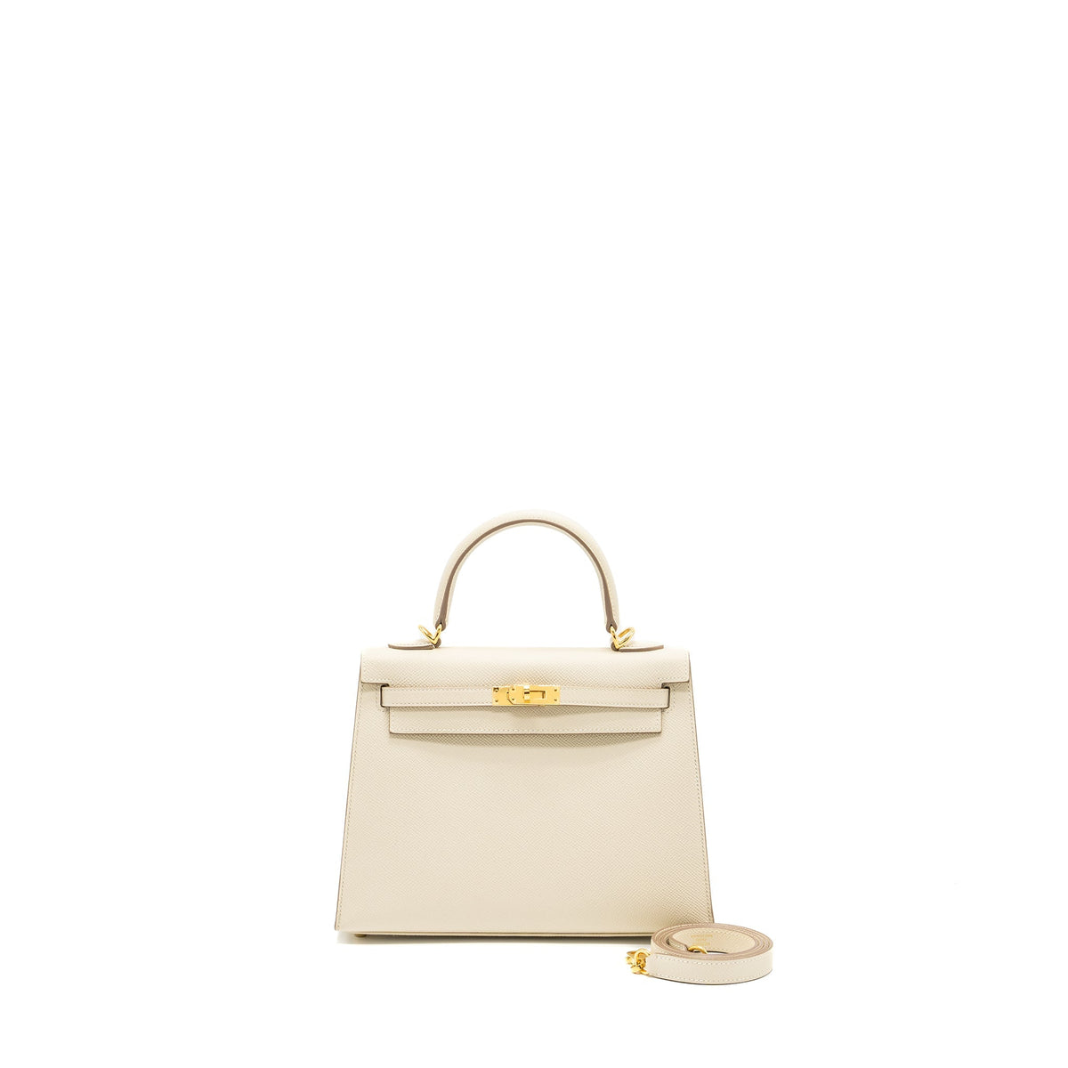 Hermes Kelly 25 Epsom Craie GHW