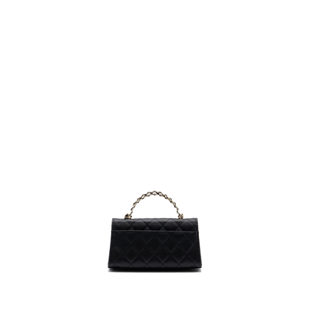 CHANEL TOP HANDLE MINI FLAP BAG WITH CHAIN CAVIAR BLACK LGHW (MICROCHIP)