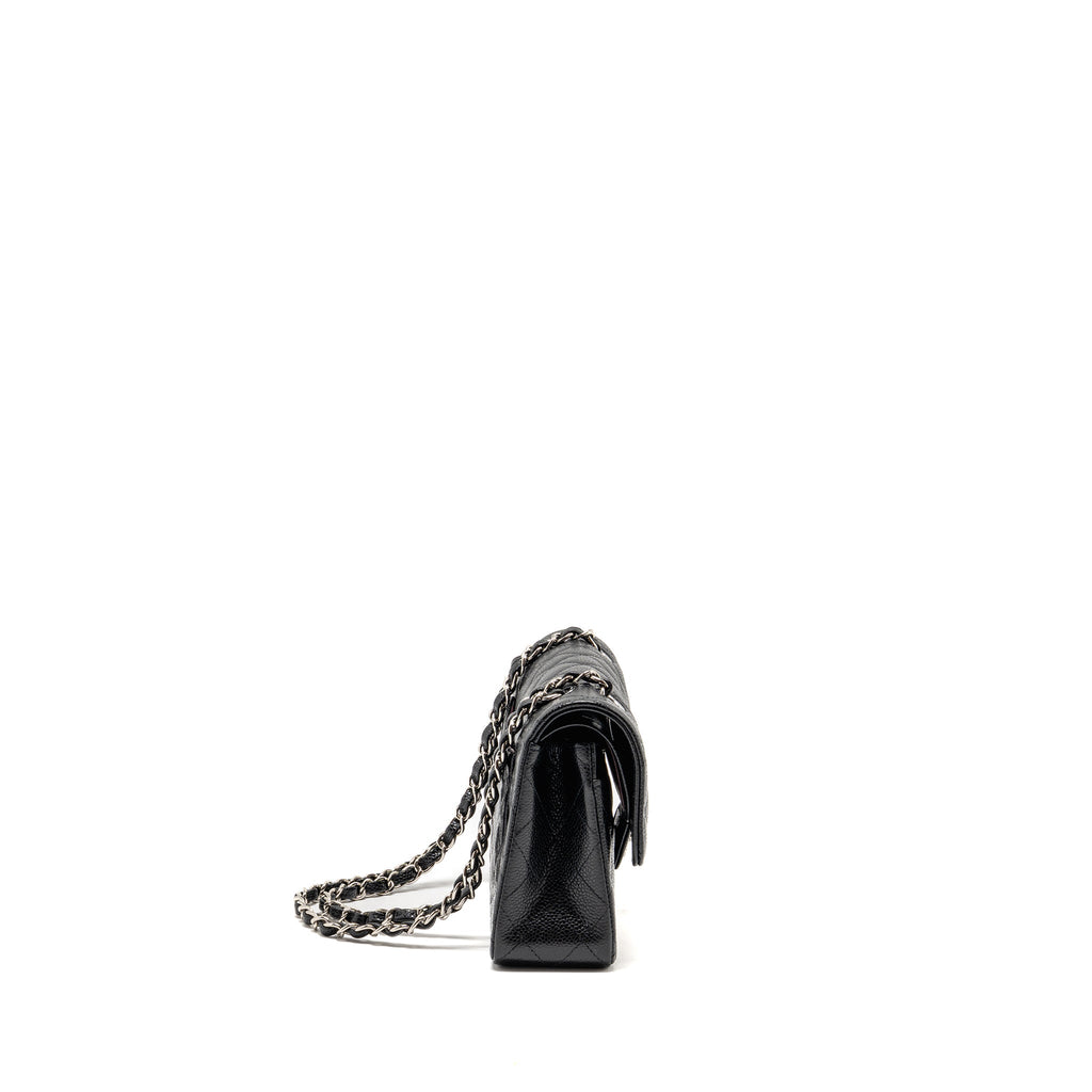 CHANEL SMALL CLASSIC DOUBLE FLAP BAG CAVIAR BLACK SHW