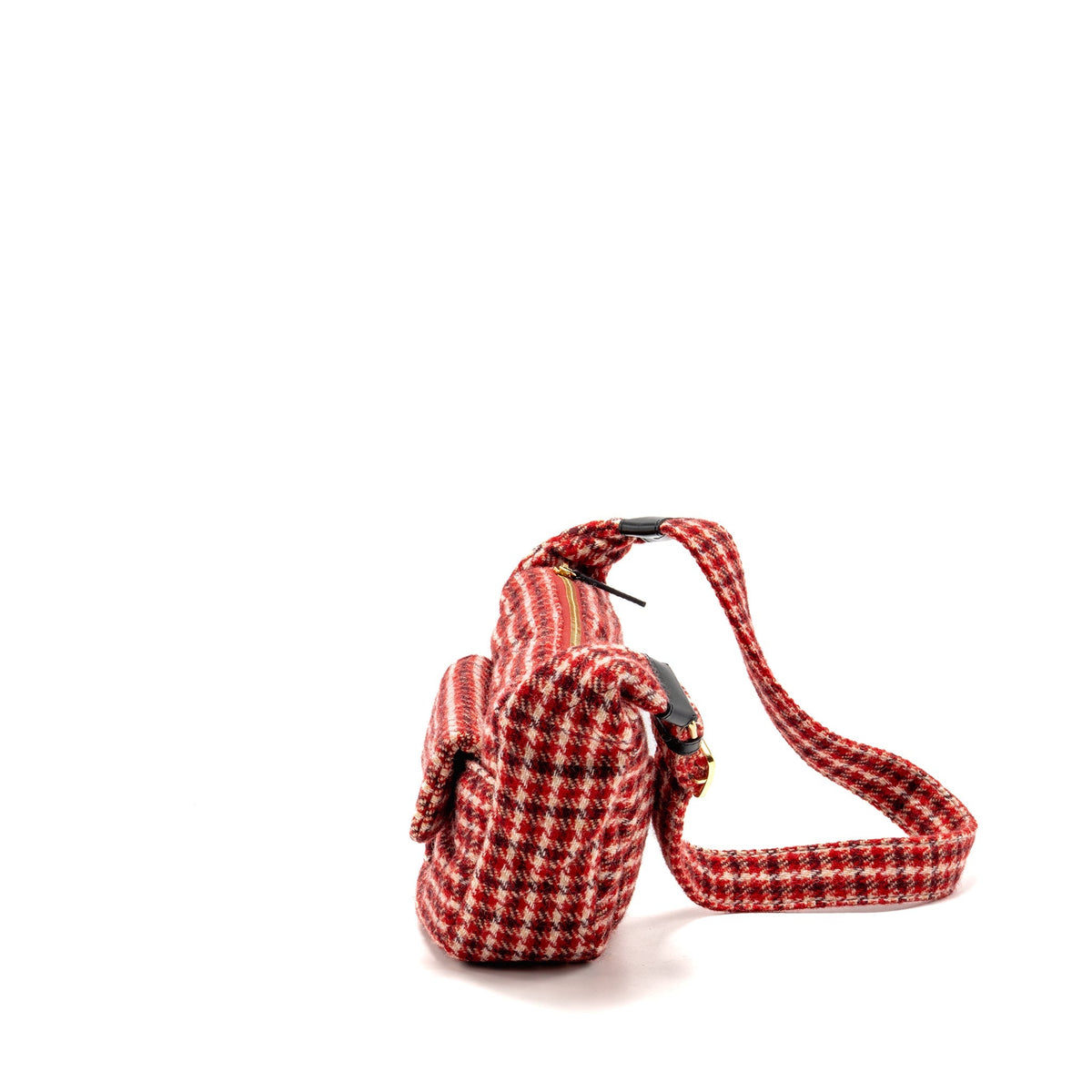 Chanel 24n Grand Sac Hobo Bag Houndstooth Tweed Red GHW (microchip)
