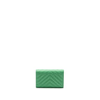 CHANEL CLASSIC FLAP WALLET CHEVRON CAVIAR GREEN SHW