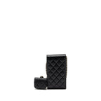 CHANEL CLASSIC PHONE CLUTCH WITH POUCH ON CHAIN CAVIAR BLACK LGHW