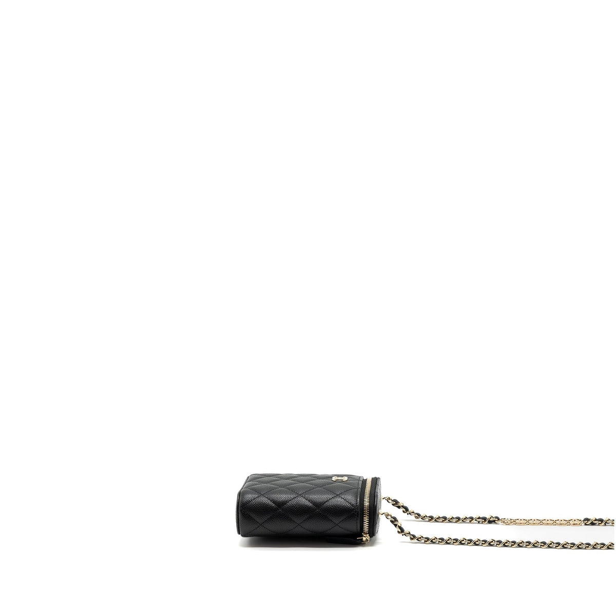 CHANEL VANITY CASE WITH DETAILED CHAIN CAVIAR BLACK LGHW