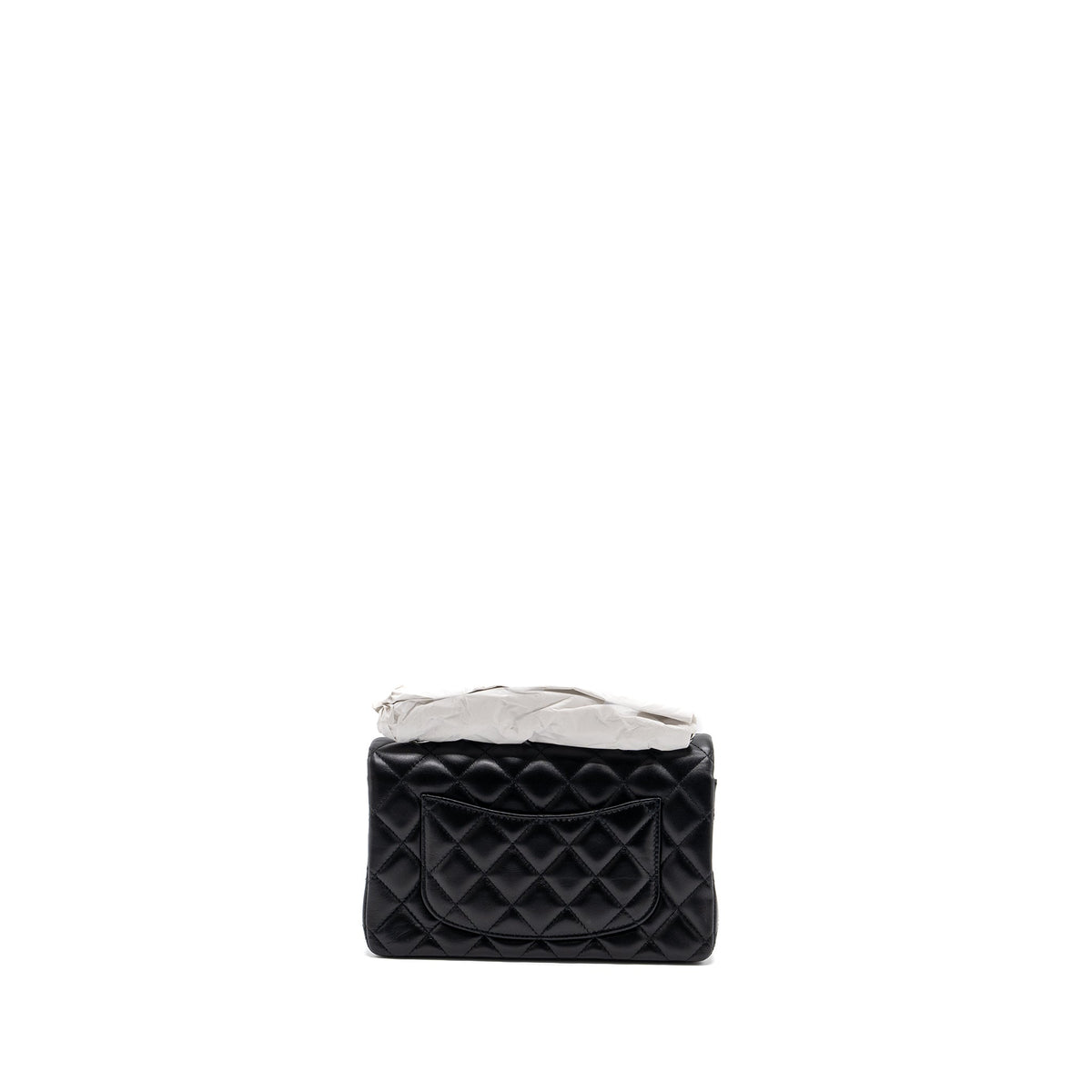 CHANEL MINI RECTANGULAR FLAP BAG LAMBSKIN BLACK WITH SHW (MICROCHIP)