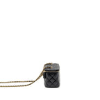 CHANEL PEARL CRUSH LONG VANITY WITH CHAIN LAMBSKIN BLACK GHW