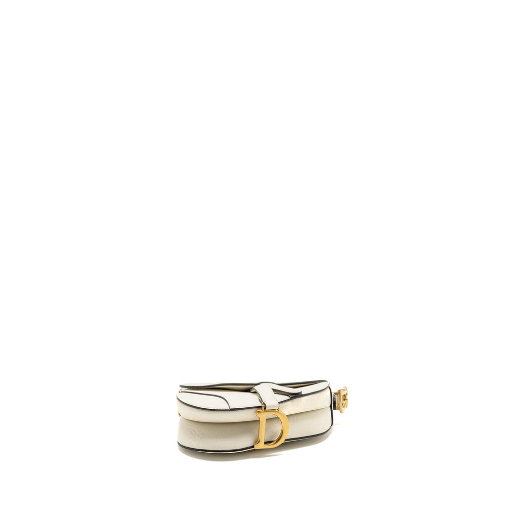 DIOR MINI SADDLE BAG CALFSKIN WHITE GHW