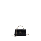 CHANEL TOP HANDLE MINI FLAP BAG WITH CHAIN CAVIAR BLACK LGHW (MICROCHIP)
