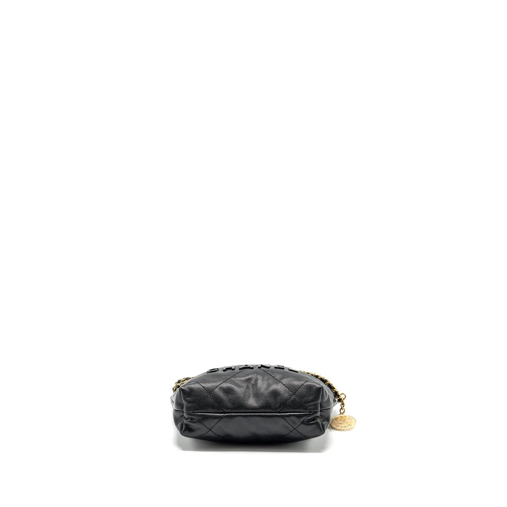 CHANEL MINI 22 BAG CAVIAR BLACK GHW (MICROCHIP)