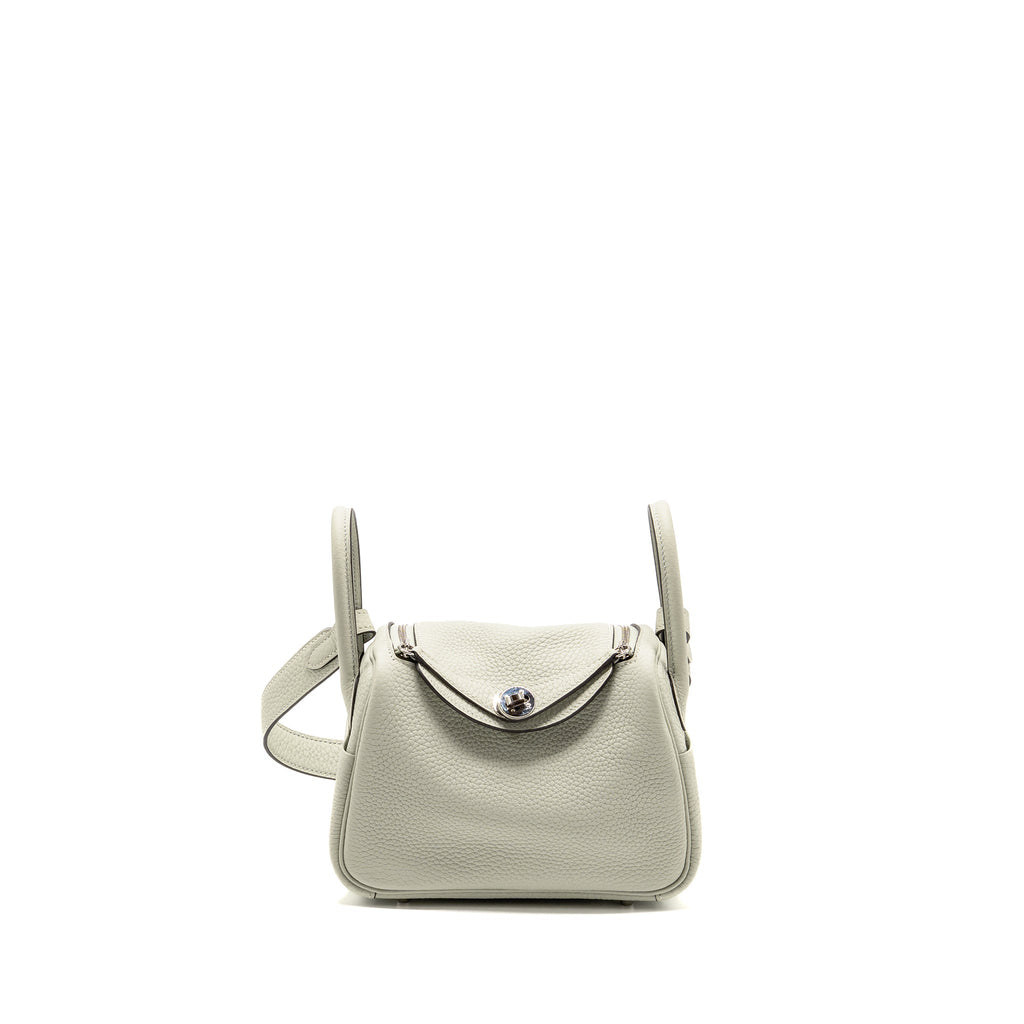 Hermes Mini Lindy Clemence Gris Neve SHW